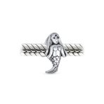 Set of 2 Nautical Clam Shell and Sea Nymph Mermaid Charm Bead Sterling Silver - Image 3