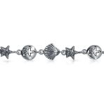 Nautical Sand Dollar Starfish Seashell Charm Bracelet & Stud Earrings Set Silver - Image 4