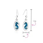 Sea Animal Nautical Blue Seahorse Dangle Earrings  Sterling Silver Fish Hook - Image 4