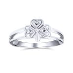 Celtic Trinity Peite Design Shamrock Clover Ring Oxidized .925 Sterling Silver