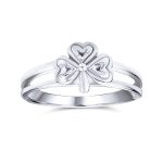 Celtic Trinity Peite Design Shamrock Clover Ring Oxidized .925 Sterling Silver
