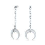 Crescent Moon White Shell Celestial Horn Dangle Earrings