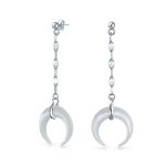 Crescent Moon White Shell Celestial Horn Dangle Earrings