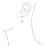 Crescent Moon White Shell Celestial Horn Dangle Earrings - Image 2