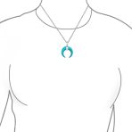 Western Jewelry Boho Crescent Moon Pendant Necklace with Turquoise and Onyx - Image 9
