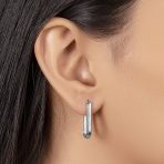 Minimalist Geometric CZ Hoop Earrings in Gold-Plated Sterling Silver - Image 6