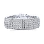 Bridal Special Occasion Jewelry Six Row Fashion Statement CZ Cubic Zirconia Wide Tennis Bracelet