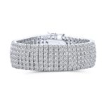 Bridal Special Occasion Jewelry Six Row Fashion Statement CZ Cubic Zirconia Wide Tennis Bracelet