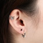 Punk Rocker Goth Biker CZ Hoop Earrings with Arrow Spike Design for Men - Image 4