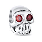 Set of 3 Halloween Red Eyes Skeleton Pirate Skull & Orange Spacer Charm Bead - Image 4