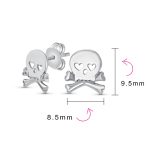 Whimsical Heart Eyes Pirate Skull & Crossbones Stud Earrings Sterling Silver - Image 7