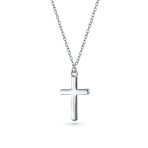 Minimalist Tiny Religious Cross Pendant Necklace Rose Gold Plated Sterling Silver