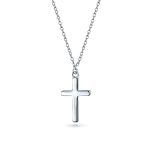 Minimalist Tiny Religious Cross Pendant Necklace Rose Gold Plated Sterling Silver