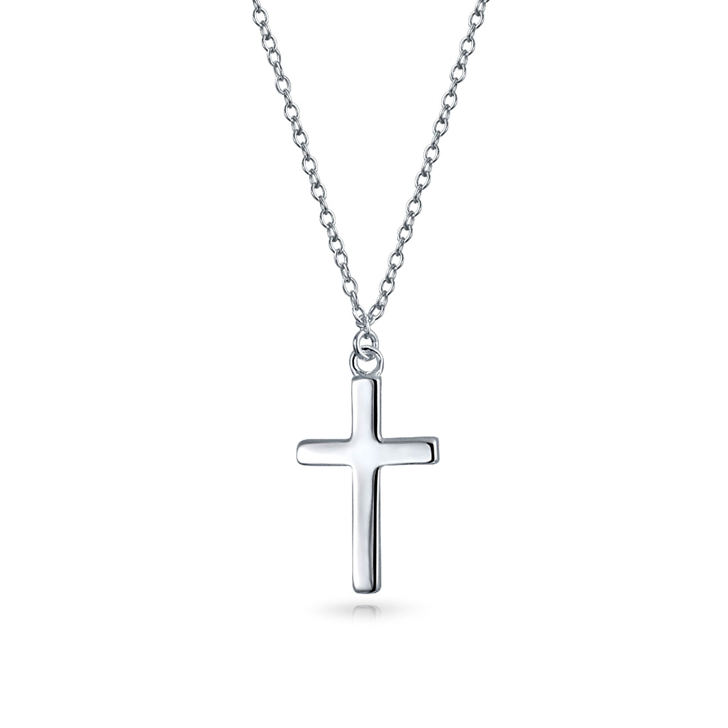 silver-small-cross-pendant-necklace_pfs-15-0725s-az Minimalist Tiny Religious Cross Pendant Necklace Rose Gold Plated Sterling Silver - Image 1