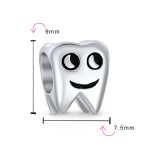 Set of 2 Smiling Tooth and Fairy Dentist Charm Bead Oxidized Sterling Silver - Image 4