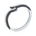 Exotic Bangle Bracelet with Cubic Zirconia in Rhodium Plated Finish - Image 5