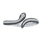Exotic Bangle Bracelet with Cubic Zirconia in Rhodium Plated Finish - Image 2