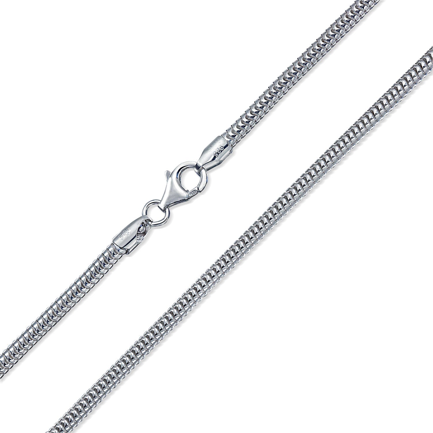 silver-snake-chain-three-millimeters_ss-snake320_1_2 Unisex 3MM Sterling Silver Snake Chain Necklace 8-Sided Made in Italy - Image 1