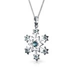 Holiday Party Ice Blue Topaz Snowflake Pendant Necklace in Sterling Silver - Image 2
