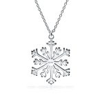 Classic Snowflake Pendant Necklace Polished Sterling Silver for Christmas Party - Image 2