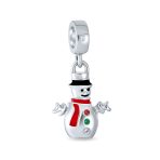 Christmas Charm Bead Frosty Snowman Dangle for Bracelets Sterling Silver