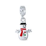 Christmas Charm Bead Frosty Snowman Dangle for Bracelets Sterling Silver