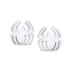 Set of 2 Black Widow Spider Ear Plug Illusion Stud Earrings Surgical Steel 16G - Image 2