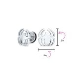 Set of 2 Black Widow Spider Ear Plug Illusion Stud Earrings Surgical Steel 16G - Image 4