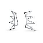 Boho Minimalist Geometric Ear Cuff Cartilage Spike Earrings Sterling Silver