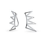 Boho Minimalist Geometric Ear Cuff Cartilage Spike Earrings Sterling Silver