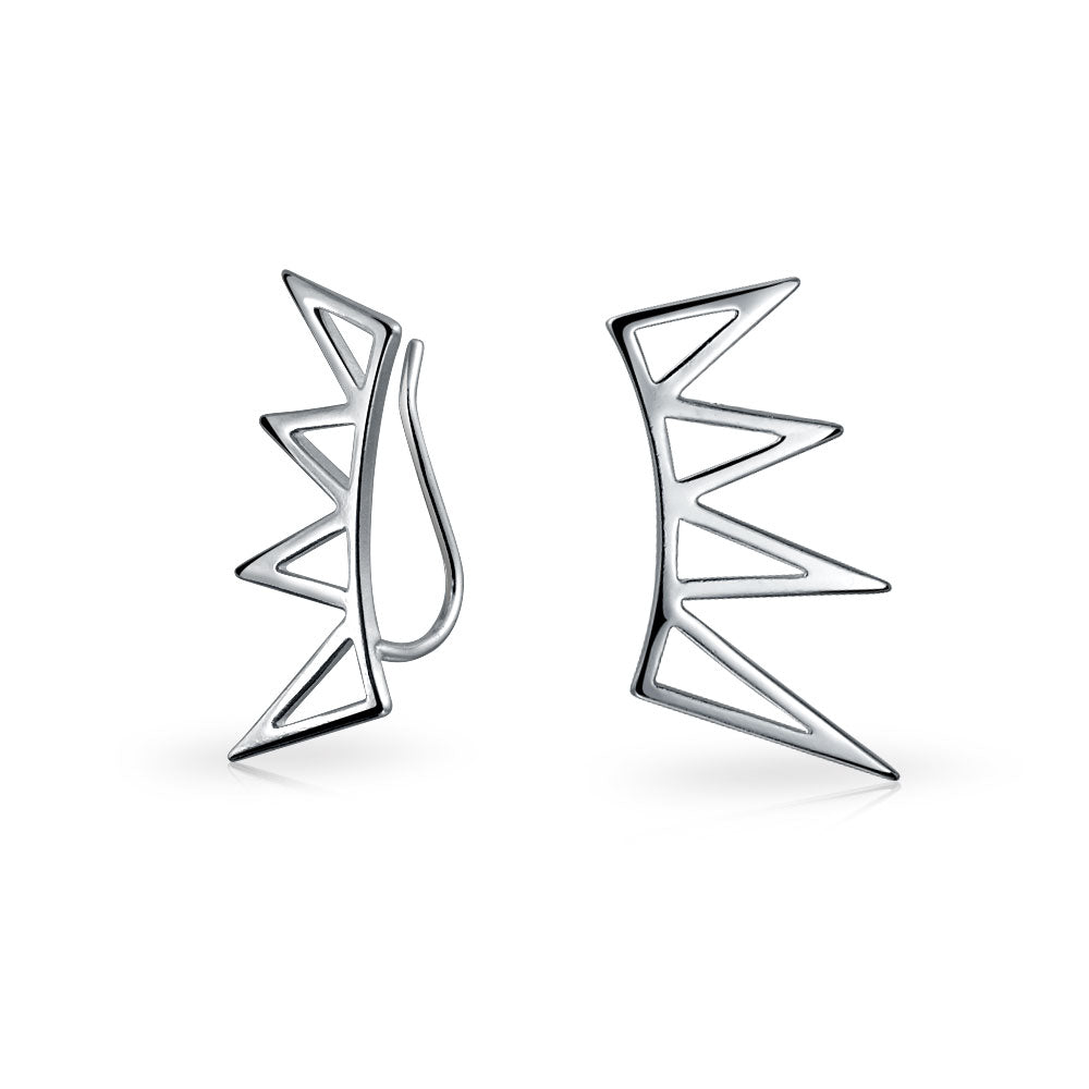 silver-spike-ear-climber-pfs-12-6154-az Boho Minimalist Geometric Ear Cuff Cartilage Spike Earrings Sterling Silver - Image 1