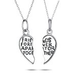 2 PCS BFF Split Heart Puzzle Pendant Necklace Silver - Image 2