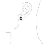 Black Royal Blue CZ Stud Square Earrings Geometric Pyramid - Image 5