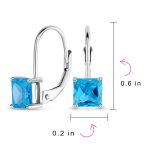 Imitation Amethyst Purple Princess Cut Solitaire AAA CZ Drop Earrings Leverback - Image 21