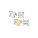 Set of 2 Invisible Cut Square Black CZ Checkboard Stud Earrings Black Plated 5MM - Image 7