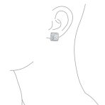 Geometric Hammered Square Clip-On Earrings Silver Gold Plate - Image 5