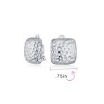 Geometric Hammered Square Clip-On Earrings Silver Gold Plate - Image 6