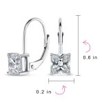 Imitation Amethyst Purple Princess Cut Solitaire AAA CZ Drop Earrings Leverback - Image 19