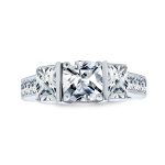 Art Deco 3CT CZ Three Stone Princess Cut Engagement Ring