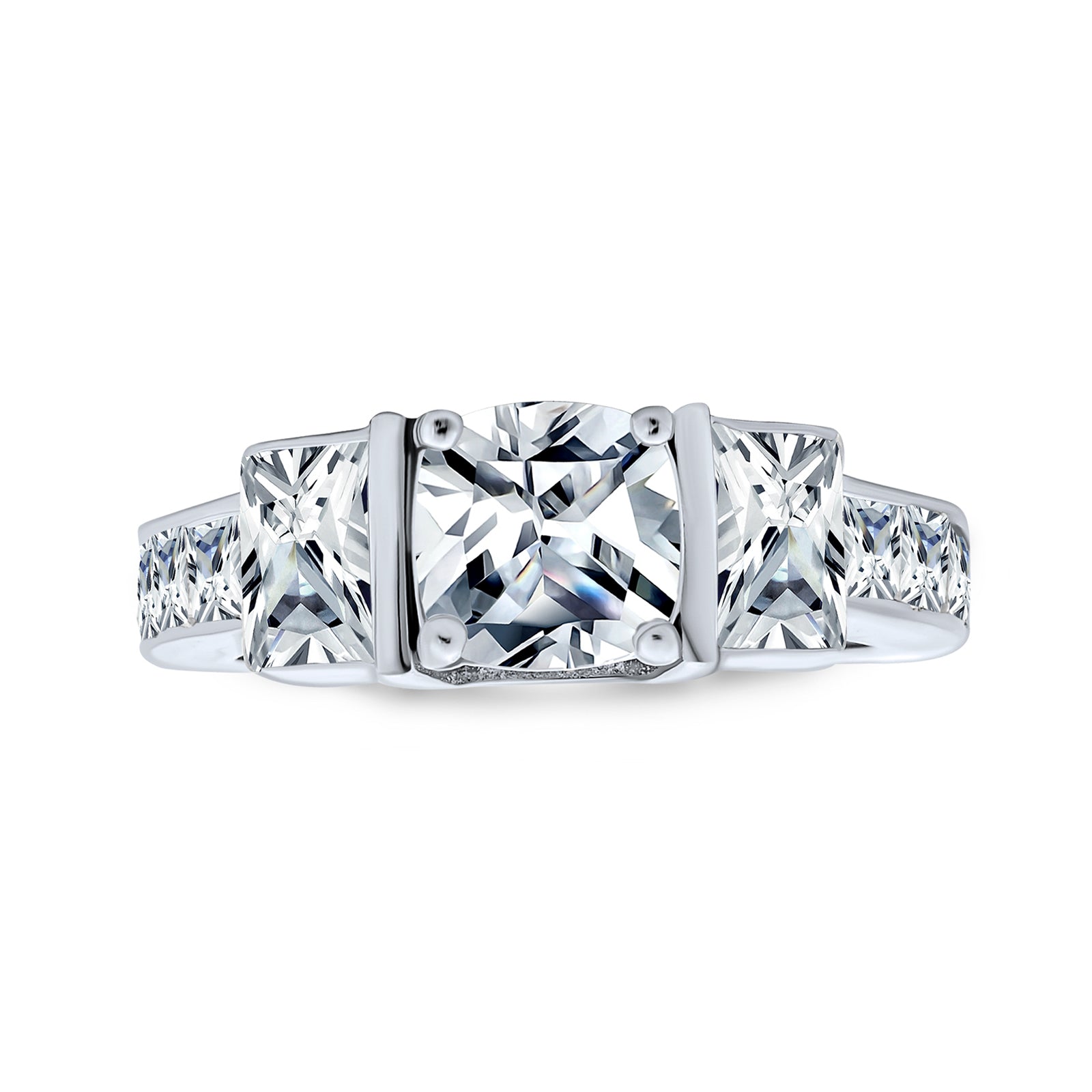 silver-square-princess-ring-art-deco-v-r71350_22 Art Deco 3CT CZ Three Stone Princess Cut Engagement Ring - Image 1