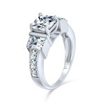 Art Deco 3CT CZ Three Stone Princess Cut Engagement Ring - Image 2