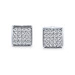Set of 2 Geometric Square CZ Stud Earrings Gold Sterling Silver 5MM - Image 8