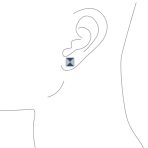 Black Royal Blue CZ Stud Square Earrings Geometric Pyramid - Image 6