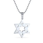 Unisex Men's Star of David Pendant Necklace for Bar Mitzvah Stainless Steel - Image 2