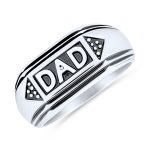 Mens Stainless Steel Word Statement Band Signet DAD Ring for Father's Day Gift
