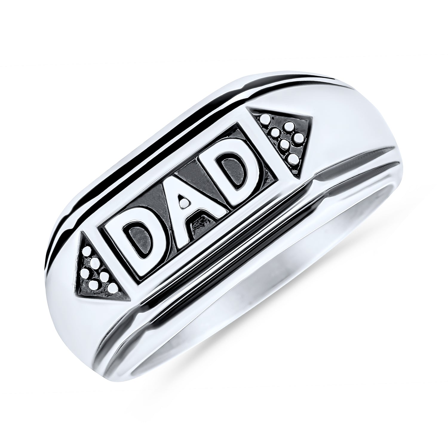 silver-stainless-steel-black-dad-ring_chc-r1180_1_1 Mens Stainless Steel Word Statement Band Signet DAD Ring for Father's Day Gift - Image 1