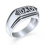 Mens Stainless Steel Word Statement Band Signet DAD Ring for Father's Day Gift - Image 2