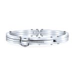 Biker Cuff Bracelet Men Cubic Zirconia Stainless Steel