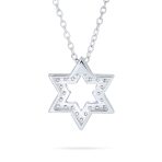 Traditional Star of David Pendant Necklace CZ Accent Sterling Silver Bat Mitzvah - Image 2