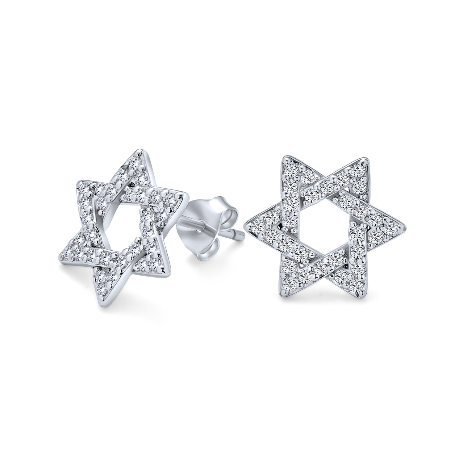 silver-star-stud-earrings-cz-david_sf-e14-az_1 Bat Mitzva Gift Judaic Pave CZ Star Of David Stud Earrings .925 Sterling Silver - Image 1